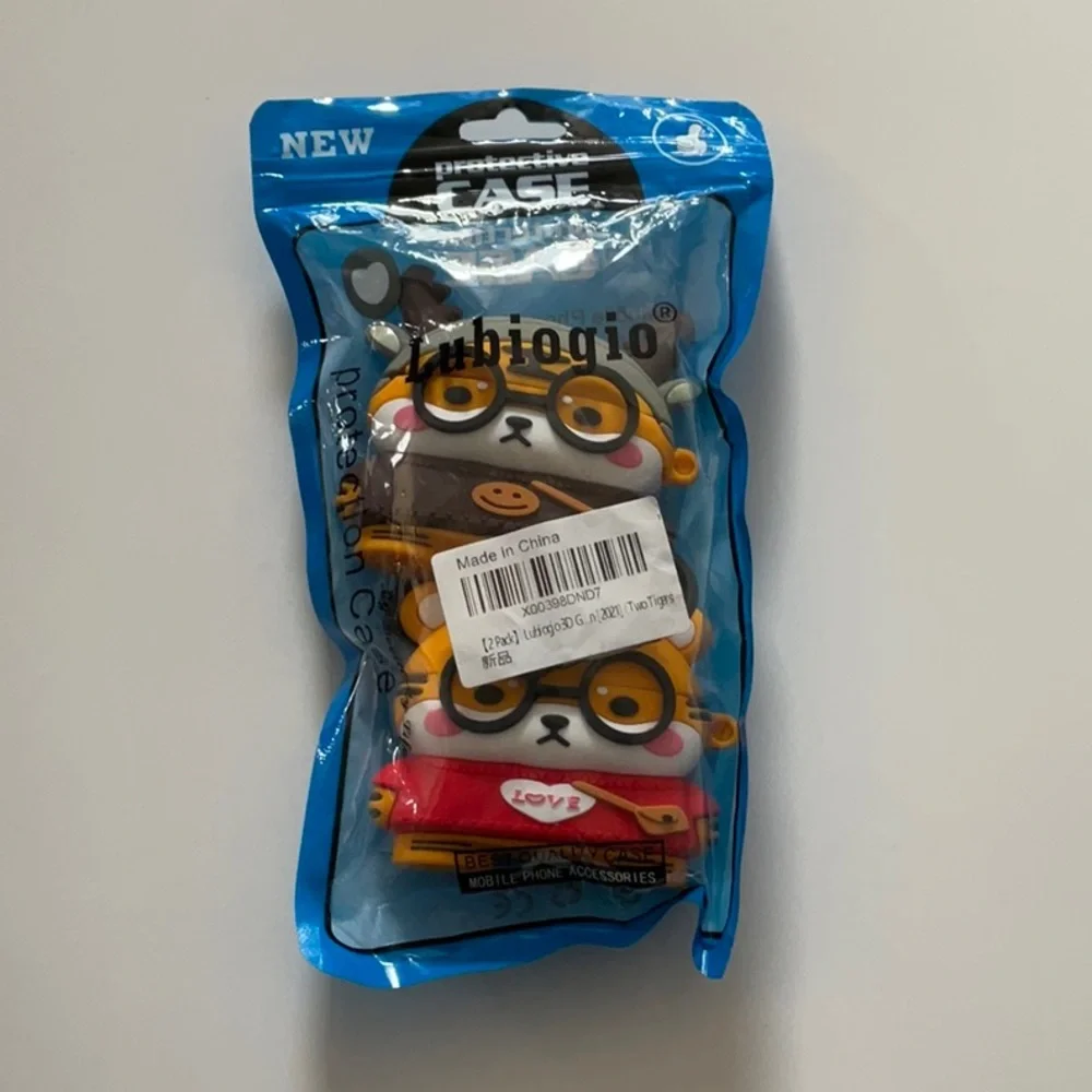 Lubiogio 3D Glasses tiger+ antlers tiger case for airpod 2 Desing‎ kids